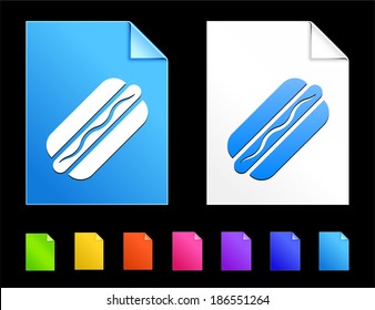 Hotdog Icons on Colorful Paper Document Collection