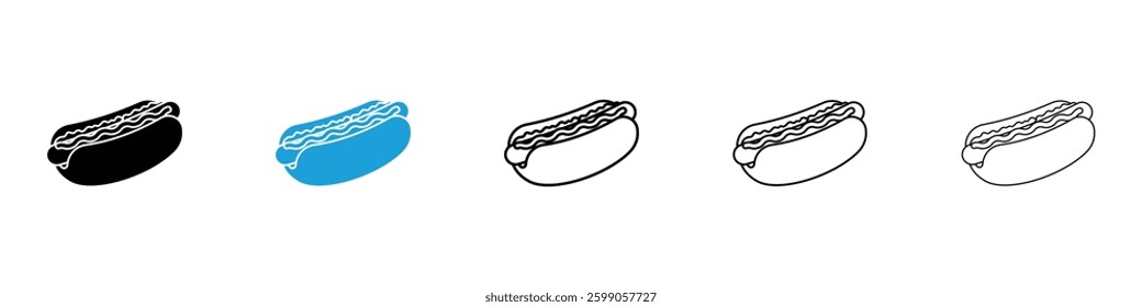Hotdog icons vector illustrations in black and blue colors for web and ui designs