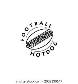Hotdog illustration design using outline shape like a football ball