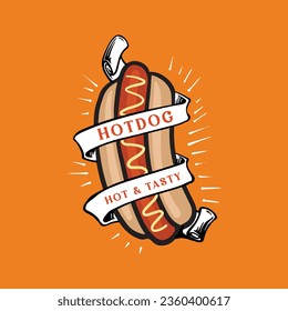hotdog illustration for logo template design