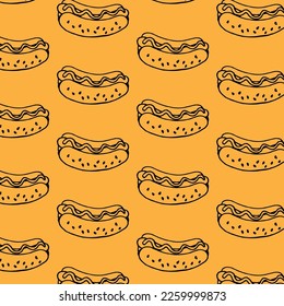 hotdog illustration pattern on yellow