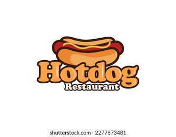 Hotdog illustration vector. Hotdog and fast food restaurant logo design template