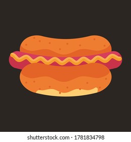 Hotdog illustration, vector illustration in flat style, junk food concept