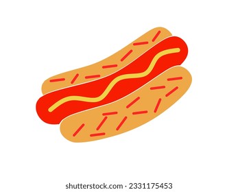 hotdog illustration vector on white background.hotdog icon