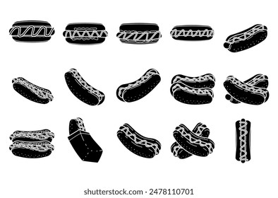 Hotdog Illustration Vector Set. Collection of Hotdog 