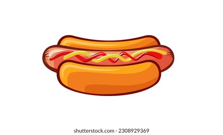 Hot dog mit Ketchup und Mustard, hochwertiger Vektorgrafik