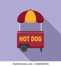 Hotdog kiosk icon flat vector. Cart food. Store snack