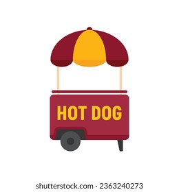 Hotdog kiosk icon flat vector. Cart food. Store snack isolated