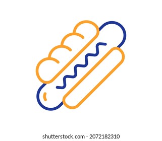 Hotdog line icon. Fast food sign. Sausage sandwich symbol. Colorful thin line outline concept. Linear style hotdog icon. Editable stroke. Vector