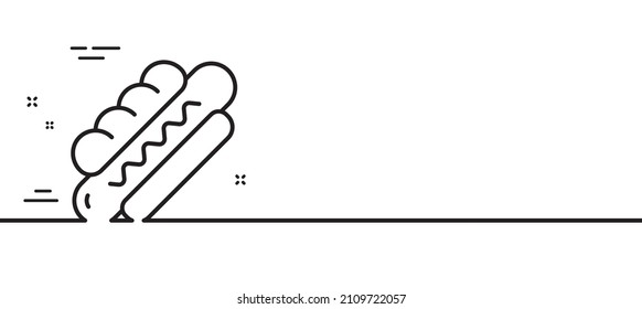 Hotdog line icon. Fast food sign. Sausage sandwich symbol. Minimal line illustration background. Hotdog line icon pattern banner. White web template concept. Vector