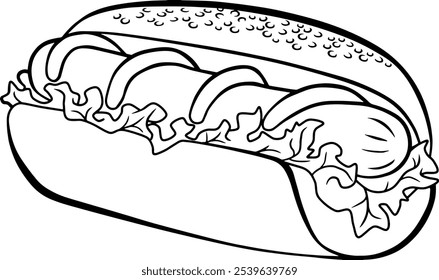 hotdog line vector illustration isolated on with background