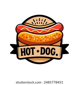 Hotdog logo in the circle with white background