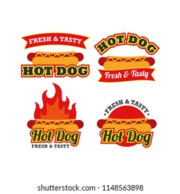 Hotdog Logo Design Vector Set. Fast Food Logo Vector