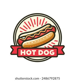Hotdog logo illustration template in circle with white background