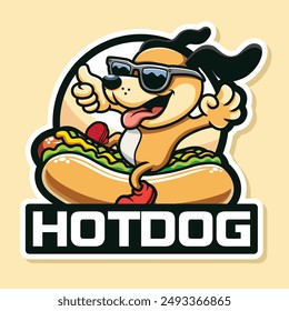 Hotdog Logo Mascot Design with a Happy Cartoon Dog and Giving a Thumbs Up