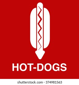 Hot-dog logo signboard arrow pointer red