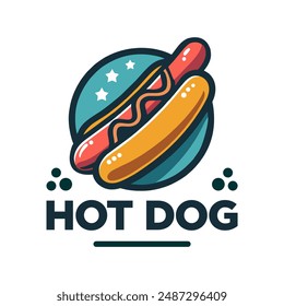 Hotdog logo vector in circle with white background