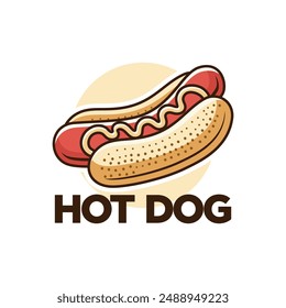 Hotdog logo vector in circle with white background