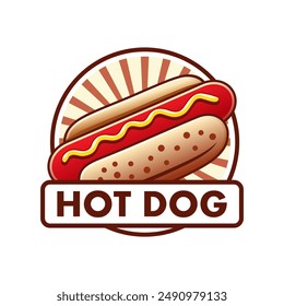 Hotdog logo vector in circle with white background