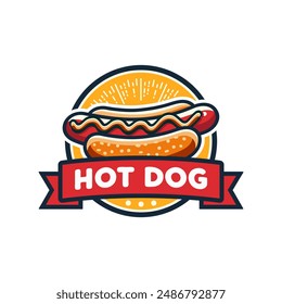 Hotdog logo vector illustration template in circle