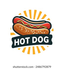 Hotdog logo vector illustration template with sunrise