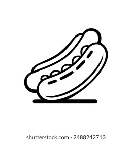 Hotdog logo vector illustration template hand draw, black and white
