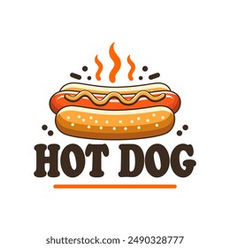 Hotdog logo Plantilla de Ilustración vectorial con fondo blanco, fuego caliente