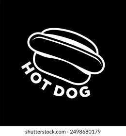 Dibujo de la mano de la Plantilla de la Ilustración vectorial del logotipo de Hotdog, blanco y negro
