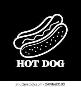 Hotdog logo vector illustration template hand draw, black and white
