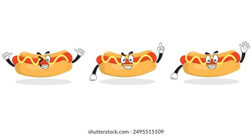 hotdog mascot concept illustration, flat style vector illustration.