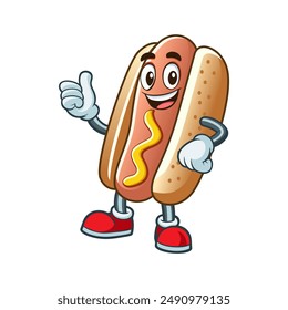 Hotdog mascot logo vector illustration template with white background