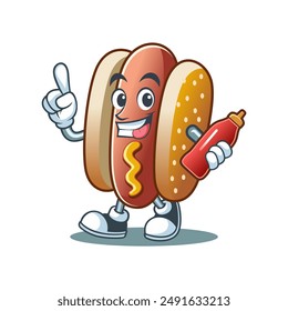 Hotdog mascot logo vector illustration template with white background