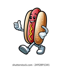 Hotdog mascot logo vector illustration template with white background