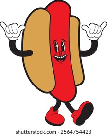 HOTDOG MASCOT VINTAGE CARTOON RETRO