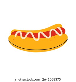 Hotdog with mayonnaise vector illustration.