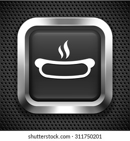 Hotdog on Black Square Button