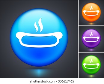 Hotdog on Blue Round Button