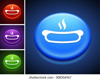 Hotdog on Blue Round Button