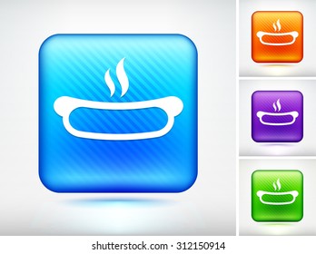 Hotdog on Blue Square Button