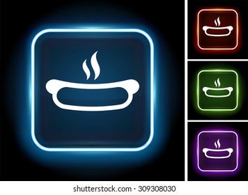 Hotdog on Glow Square Button