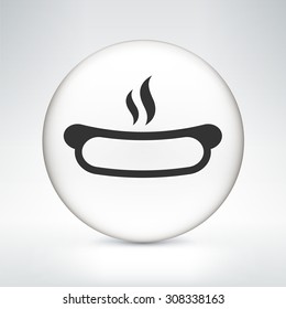 Hotdog on White Round Button