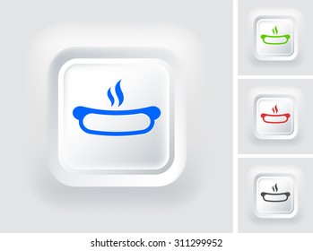 Hotdog on White Square Button