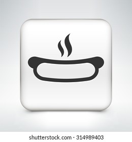 Hotdog on White Square Button