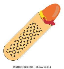 Hotdog. Orange red smear. Makeup fast food. Vector lip product.