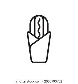 Hotdog Outline Icon Vector Illustration