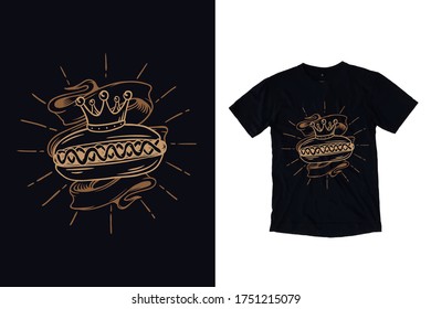 Hotdog outline illustration t shirt design