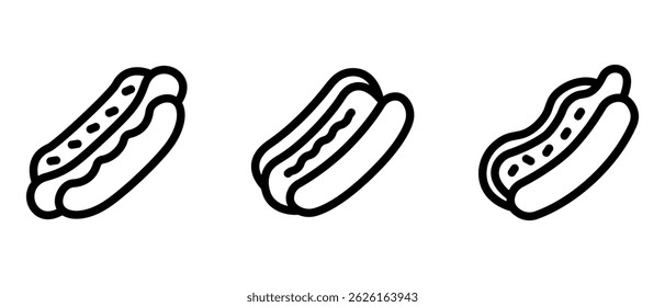 hot-dog outline or line icon design bundle.