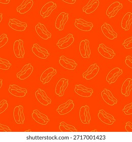 plano de fundo do padrão do hotdog. Hot Dog Street Food Padrão de fundo. Plano de fundo ilustração Hot Dog.