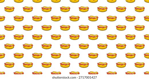 plano de fundo do padrão do hotdog. Hot Dog Street Food Padrão de fundo. Plano de fundo ilustração Hot Dog.