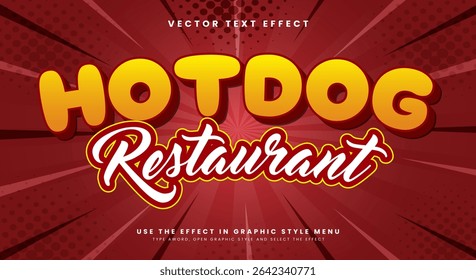 Hotdog restaurant 3D editable text effect Template Suitable for fast food Products